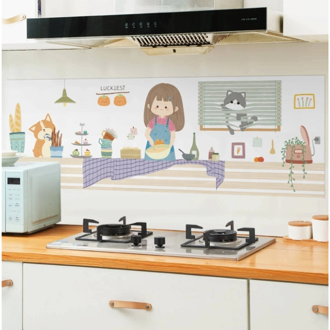 60*90cm สติ๊กเกอร์ ติดห้องครัว มีกาวในตัว วัสดุPVC กันน้ำ กันชื้น กันเชื้อรา กันน้ำมันกระเด็น สติ๊กเกอร์ติดผนังห้องครัว