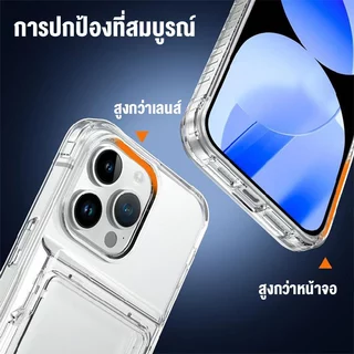 กันกระแทกเคสใสปกพร้อมขาตั้งโทรศัพท์ โปร่งใสผู้ถือบัตรกรณีสําหรับ ไอโฟน 16 15 14 13 12 11 Pro Max