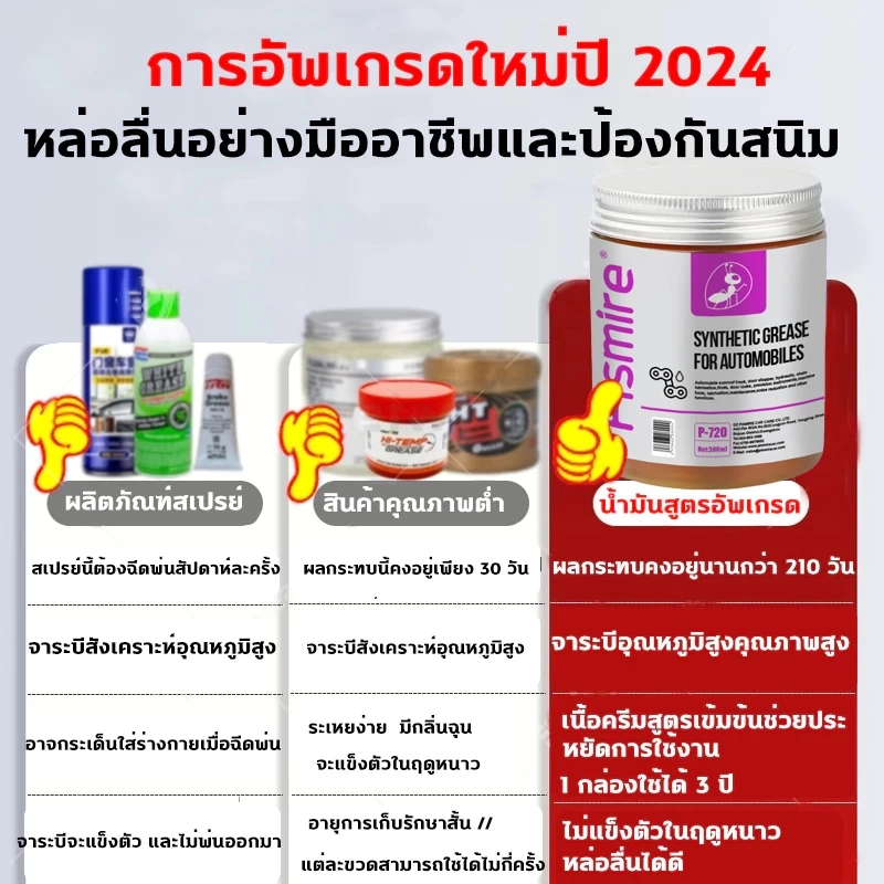 จารบีทนร้อนสูง 300g ทนต่ออุณหภูมิสูง 220℃ จารบี จารบีหล่อลื่น จารบีสังเคราะห์ ป้องกันสนิม เหม ขจัดเสียงรบกวนที่ผิดปกติ ราคา ถูกที่สุด ดีลบีเคเค แกลเลอรีภาพที่ 6