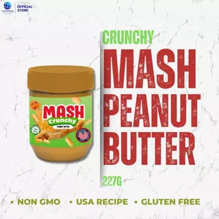 Mash Creamy Crunchy Peanut Butter 227g x2 (เนยถั่วคลีน ทาขนมปัง ชนิดบดละเอียดและหยาบ) Non GMO & Gluten FREE, US Recipe