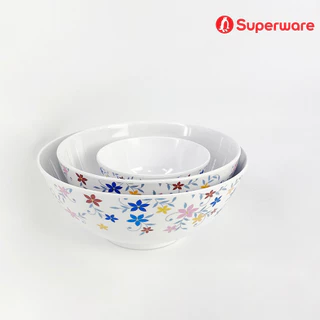 Srithai Superware จาน ชาม ถ้วย เมลามีน สำหรับใช้ ใส่อาหาร ลาย ดอกไม้ - Pink Ku ( พริ้ง-คุ)