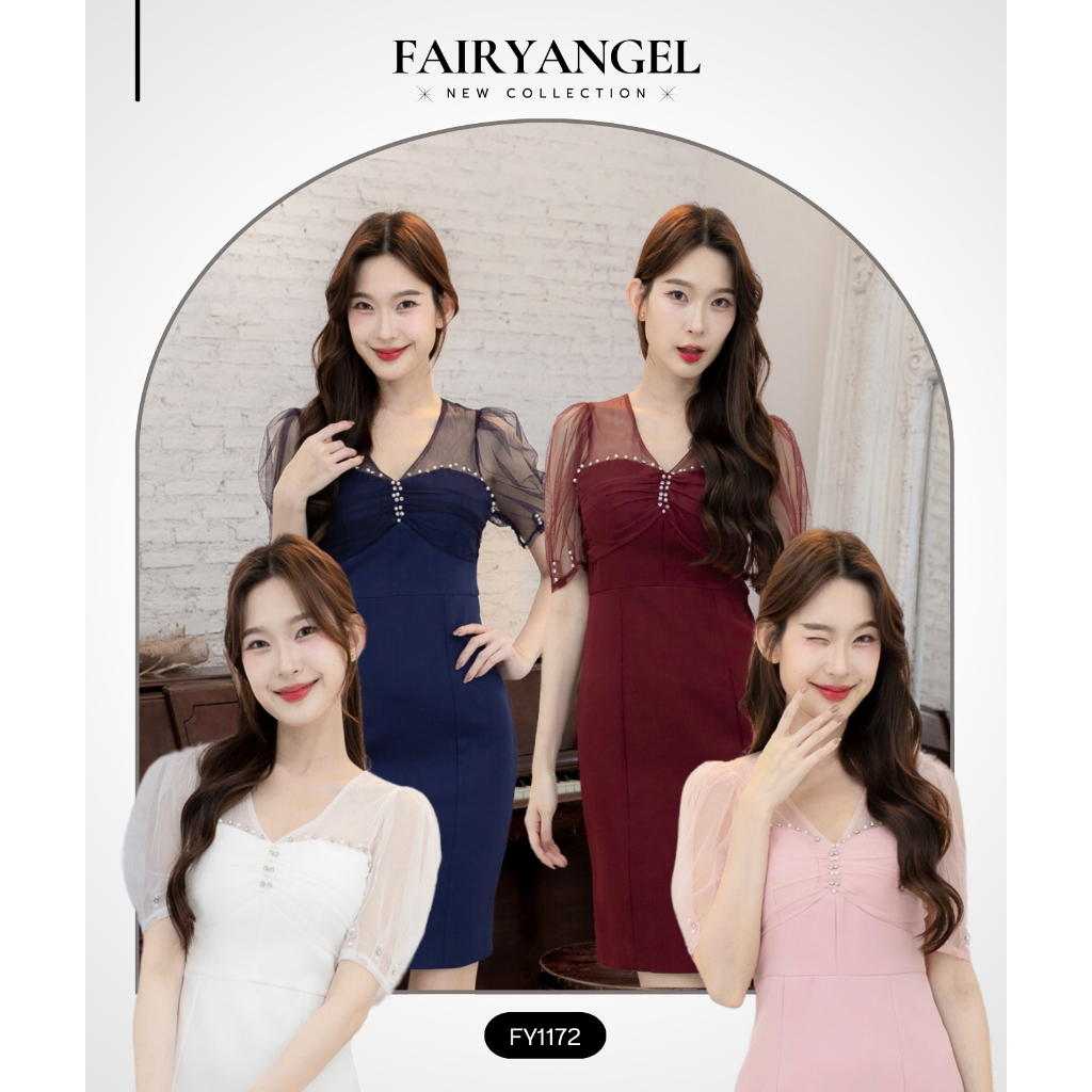 Fairyangelstore - เดรสแขนตุ๊กตาขอบเพชร (FY1172)