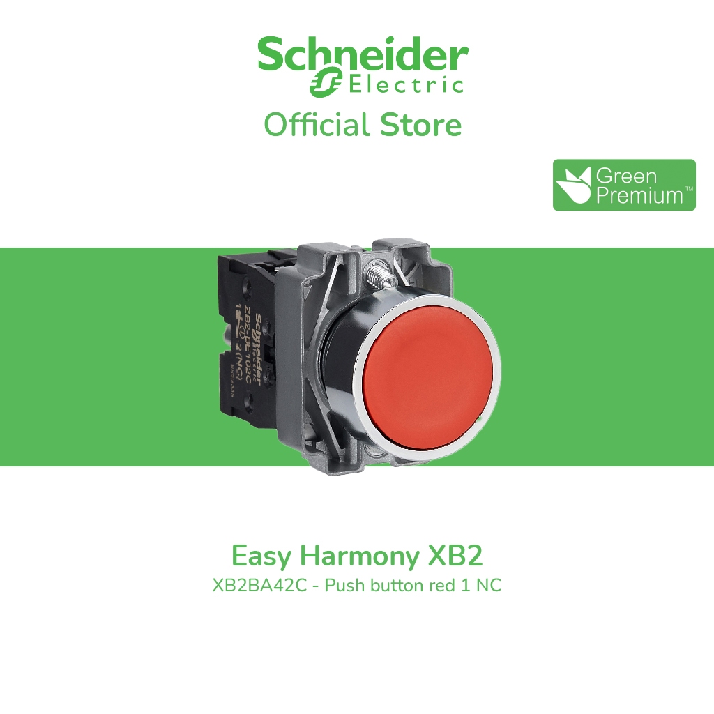 Schneider Electric Easy Harmony XB2 Push button red 1 NC - XB2BA42C สินค้าในชุดประกอบด้วย ZB2BA4C + 