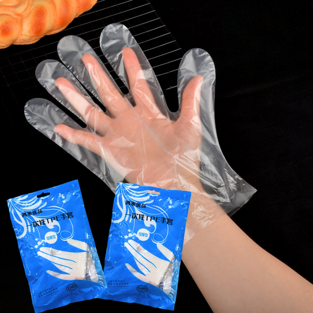 ถุงมือพลาสติกใส ( 1 ห่อ มี 100 ชิ้น) ถุงมือเอนกประสงค์ ใช้แล้วทิ้ง