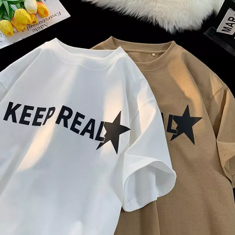 เสื้อยืดสตรีทลายตัวหนังสือผู้หญิง ผ้าคอตตอน100% oversize เสื้อผ้าแฟชั่นไซส์ใหญ่ ทรงหลวม เสื้อคู่กับแฟนโอเวอร์ไซส์เกาหลี thumbnail 3