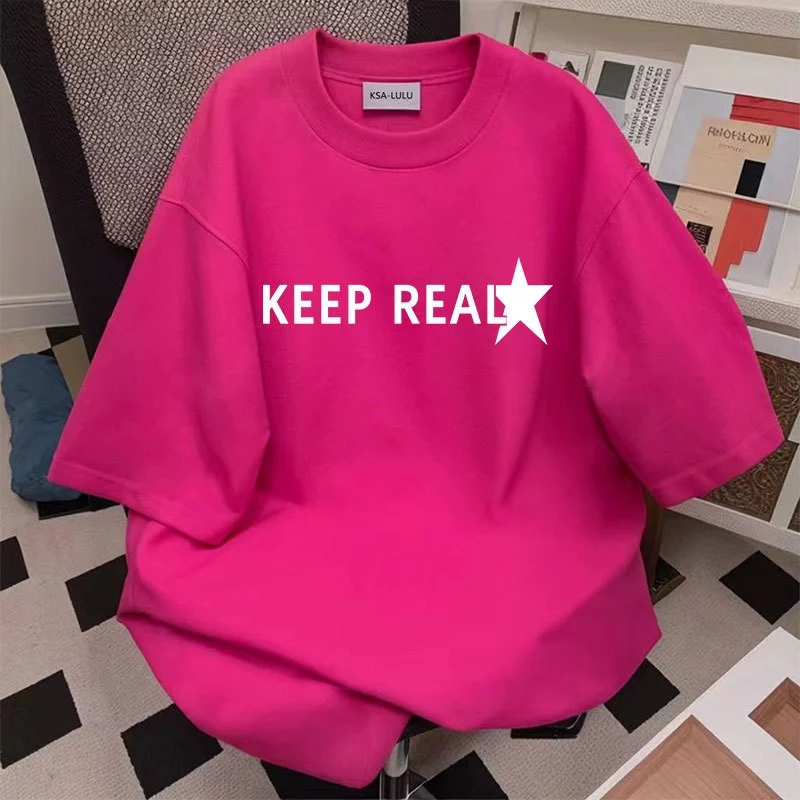 เสื้อยืดสตรีทลายตัวหนังสือผู้หญิง ผ้าคอตตอน100% oversize เสื้อผ้าแฟชั่นไซส์ใหญ่ ทรงหลวม เสื้อคู่กับแฟนโอเวอร์ไซส์เกาหลี thumbnail 8