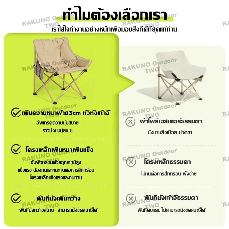 เก้าอี้แคมป์ปิ้ง RAKUNO ผ้าฝ้ายอวกาศ ปรับได้ 4 ระดับ พับได้ หลังสูง 92 ซม thumbnail 4