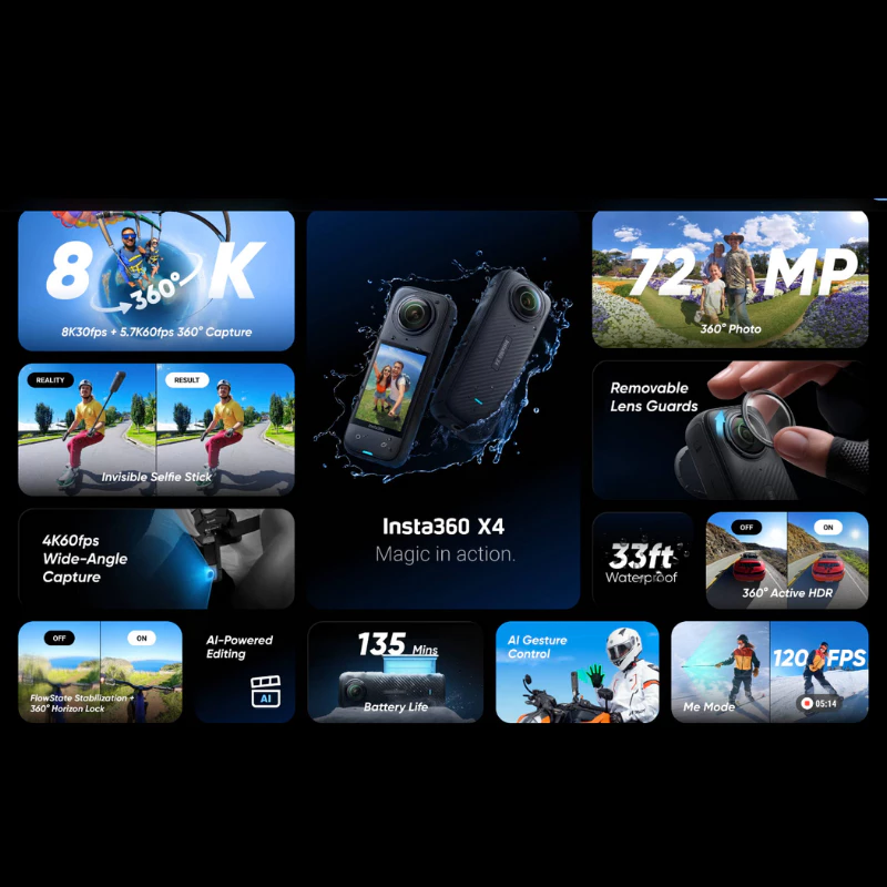 INSTA360 X4 กล้องแอคชั่น ประกันศูนย์ไทย ของแถมเพียบ Insta360 ONE X4 Action Camera 【ประกันศูนย์ 1 ปี】 thumbnail 7