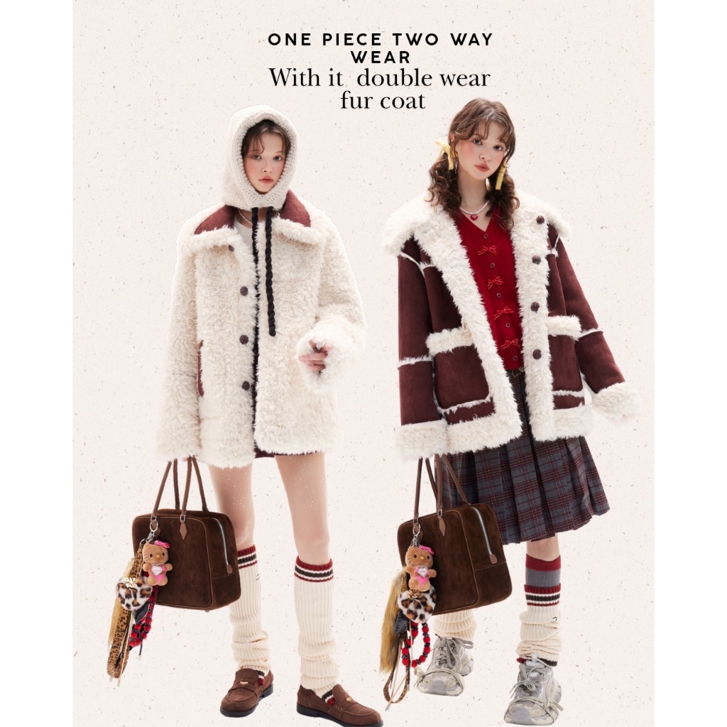 【พร้อมส่ง】「สินค้าลิขสิทธิ์แท้」24 Winter IRIS x TM designer l IC72854 With it coat เสื้อแขนยาว กันหนาว(ใส่ได้2ด้าน)