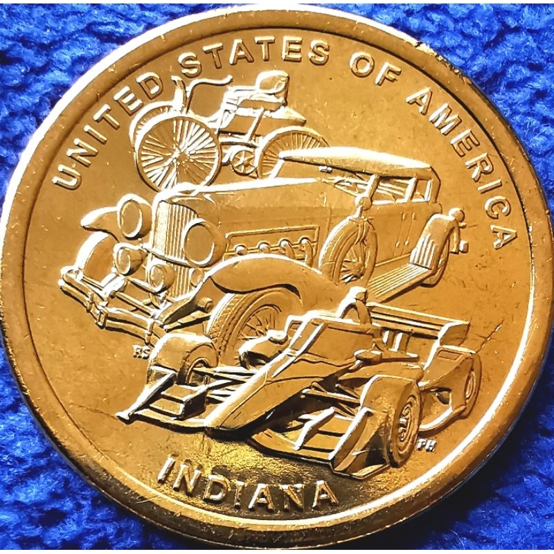 เหรียญ​สหรัฐอเมริกา​ USA, 1 Dollar, (ชุด​นวัตกรรม​ Indiana), #​3847, ไม่​ผ่าน​ใช้​ UNC