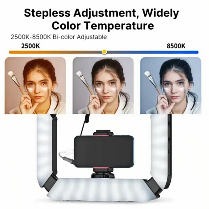 Ring Light Video Rig ด้ามจับมือถือ พร้อมไฟ Led ในตัวพร้อมไฟ 8000mAh สําหรับกล้องแต่งหน้าการทําฟิล์ม