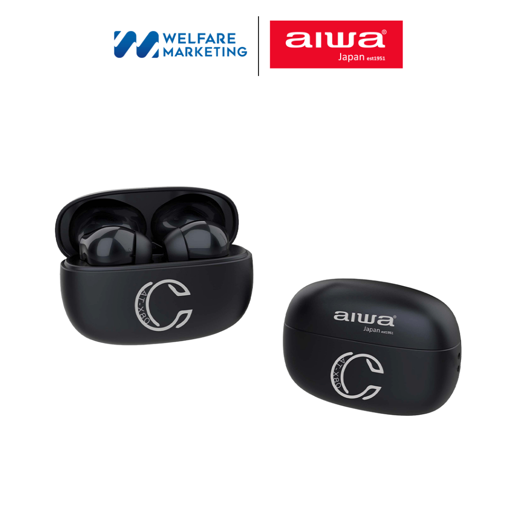 AIWA AT-X80C TWS Bluetooth Earphones หูฟังไร้สายแบบอินเอียร์ น้ำหนักเบา กันน้ำระดับ IPX4