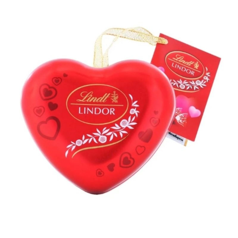 Lindt Hearts Tin Chocolate ลินด์ ช็อคโกแลตนม กล่องรูปหัวใจ 36 กรัม