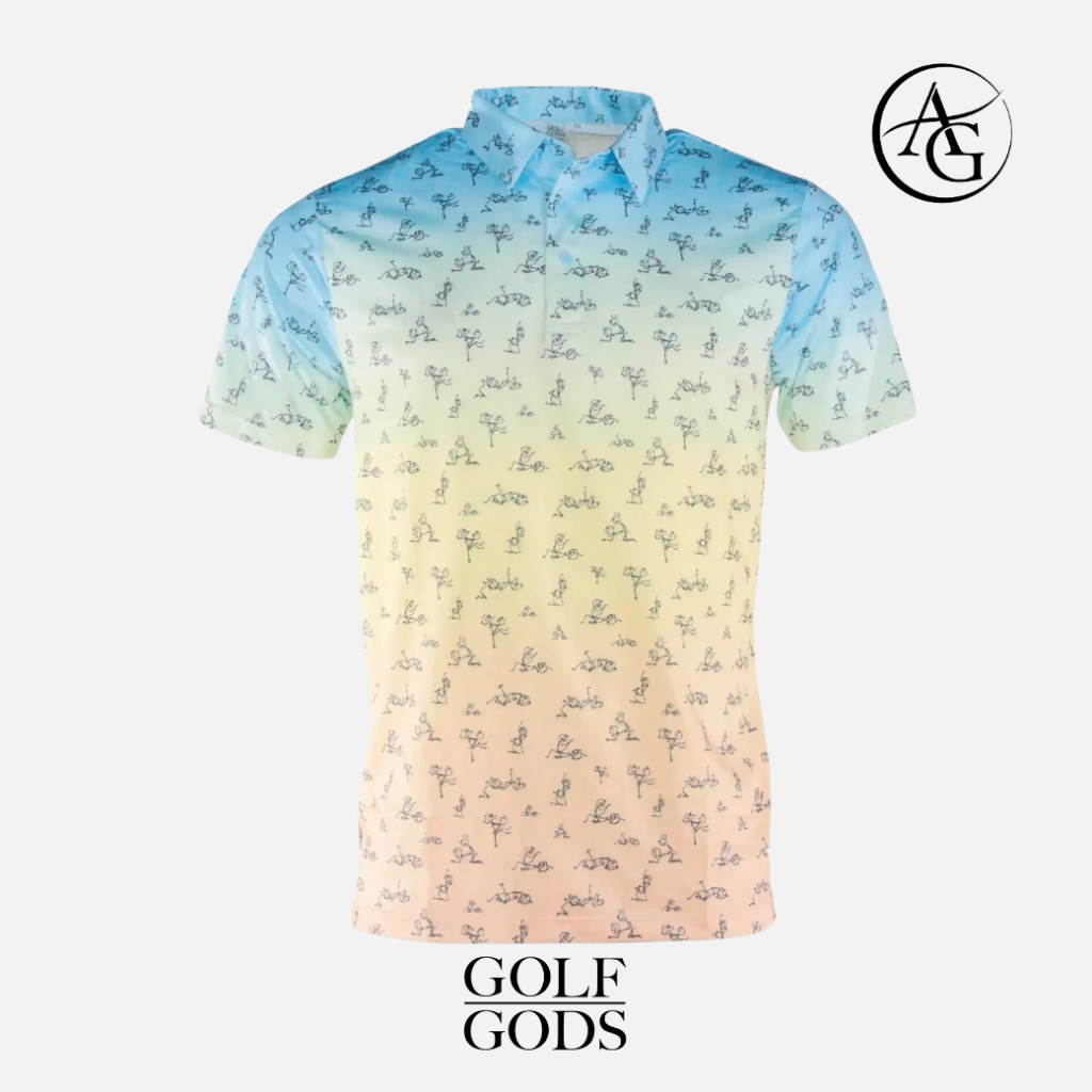 Golf Gods เสื้อโปโลผู้ชาย Stickman Cool Tech Performance