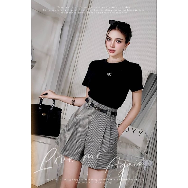 #COTTON CANDY กางเกงขาสั้นลายชิโนริ New Butter scott korea pants ไม่รวมเข็มขัด