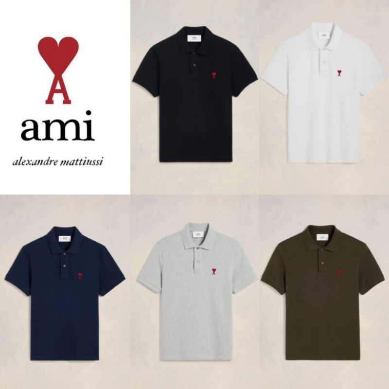 Ami Paris De Coeur Polo Shirts ของแท้ 100% ของใหม่มือ 1 พร้อมส่ง เสื้อโปโล Ami Paris