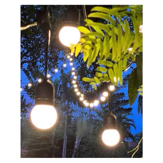 สายไฟห้อยระย้า ขั้วE27 5-25เมตร พร้อมหลอไฟ 220v สายระย้า LED 3W หลอดปิงปอง