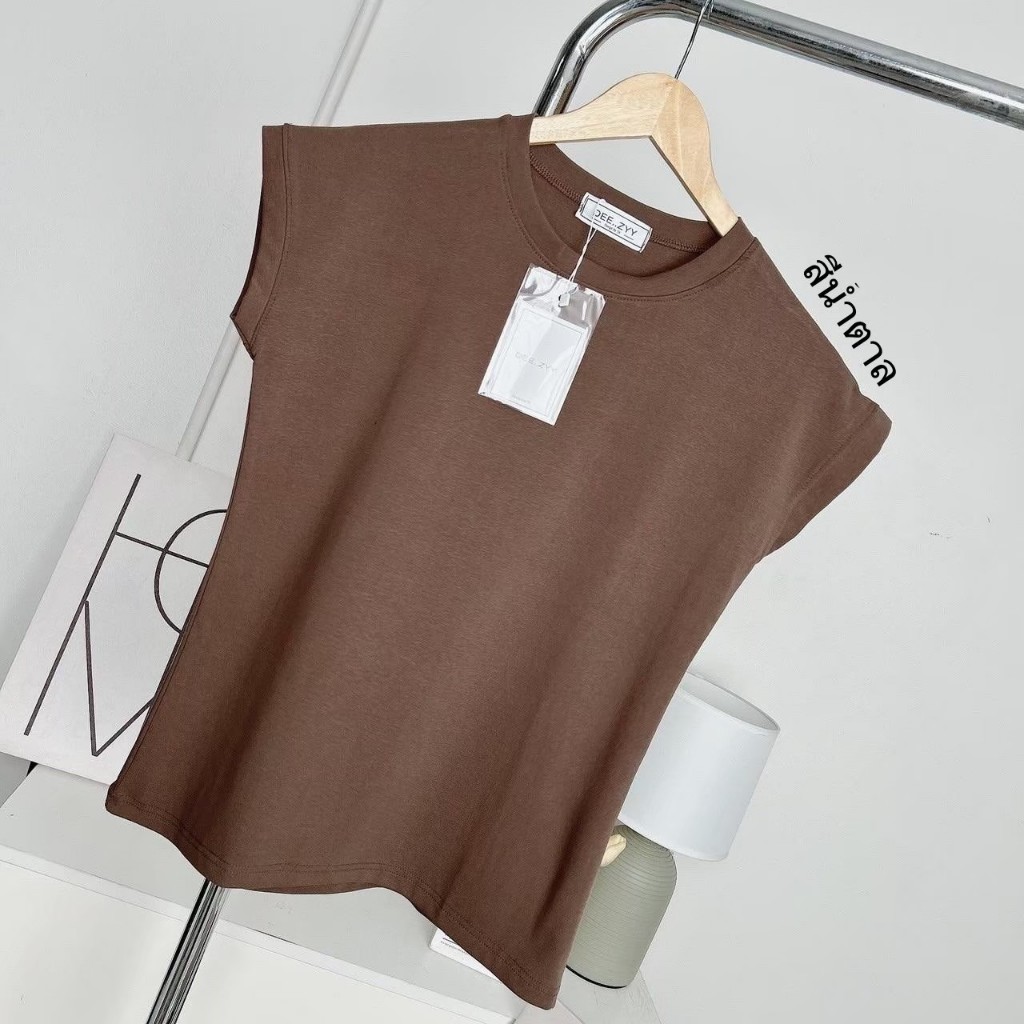 029 เสื้อยืด แขนกุด แขนขอบ คอกลม ฟรีไซส์ อก 36-40 ยาว 22  ปิดรักแร้ตอนยกแขน ผ้ายูนิโคล่ ไม่ต้องรีด - รูปที่ 2