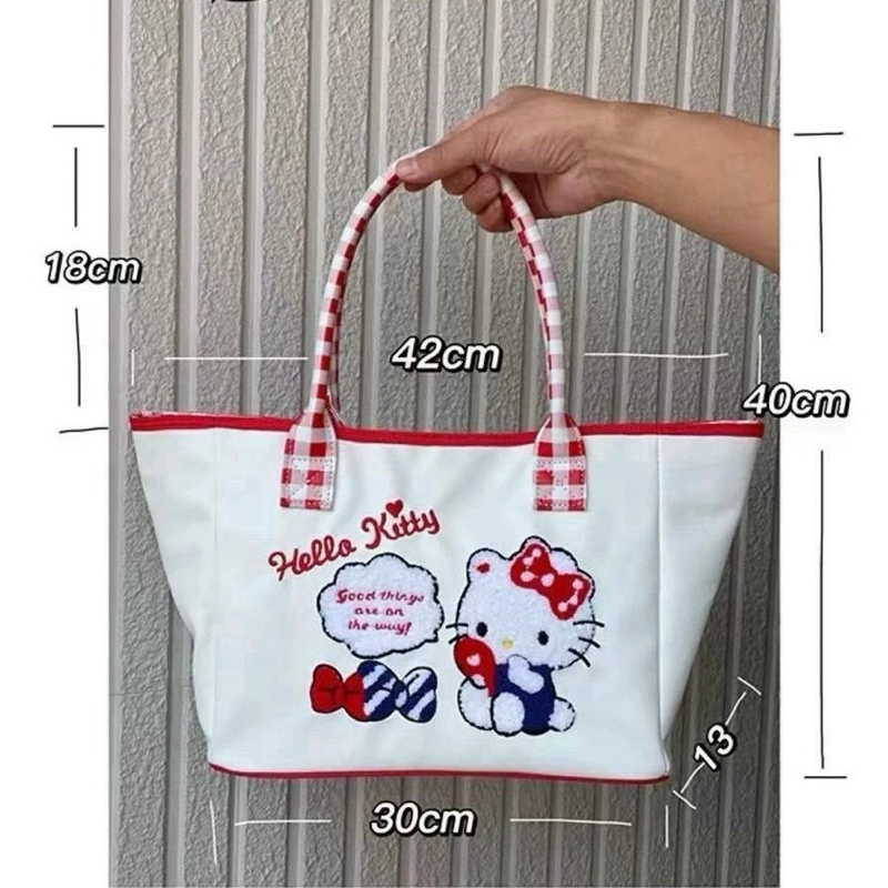 กระเป๋าผ้า Kitty มีซิปเปิด-ปิด