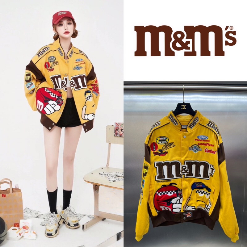 เสื้อแจ็คเก็ต M&M VARSITY NASCAR VANVAS VINTAGE JACKET (สีเหลือง)