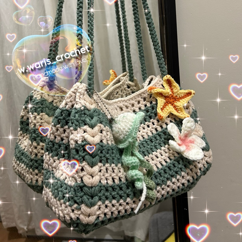 กระเป๋าโครเชต์ บีช ไหม8ply