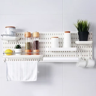 แผ่นวางของติดผนัง 56*56*0.5cm กระดานแขวนของ Pegboard แผ่นใหญ่ วางของมากขึ้น