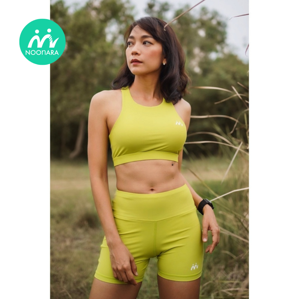 สปอร์ตบรา บิกินี่ - NOOnara Sport Bra รุ่น High Neck สี Lemonade มีฟองน้ำ ชุดวิ่ง/ชุดโยคะ/ชุดว่ายน้ำ/activewear