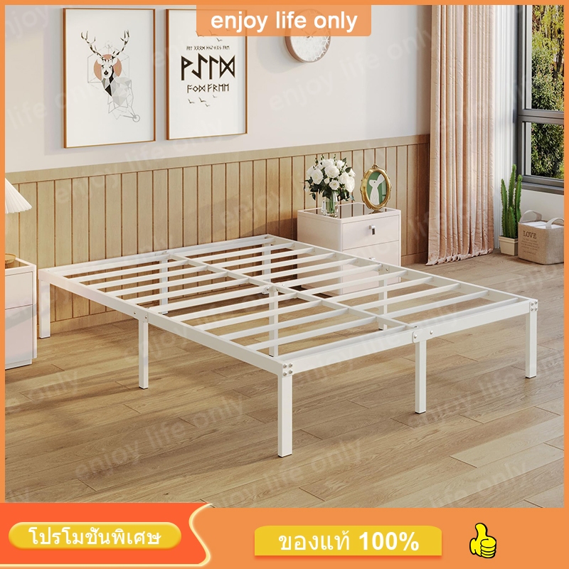 New(ลดราคา)เตียงเหล็กหัวตรง ห้องนอน4ฟุต5ฟุต6ฟุต เตียงคอนโดรุ่นประหยัด สไตล์โมเดิร์นทันสมัย ฐานเตียงแ