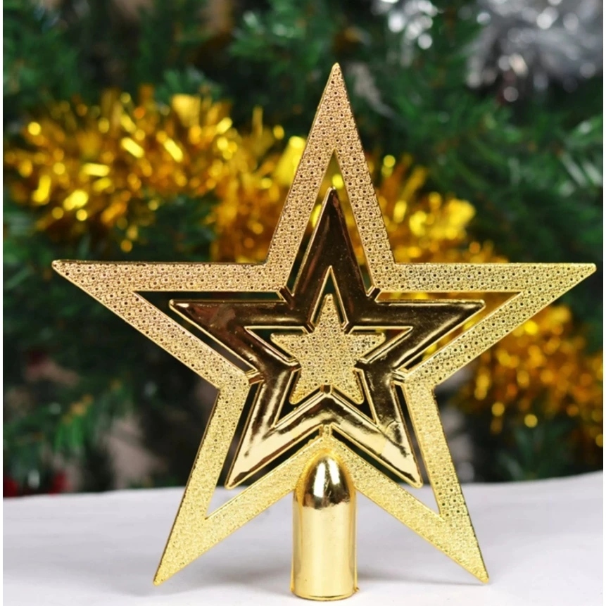 ดาว 3 ชั้น ดาวประดับยอด ต้นคริสมาส คริสมาส Christmas Tree Topper Star Decorations - รูปที่ 2