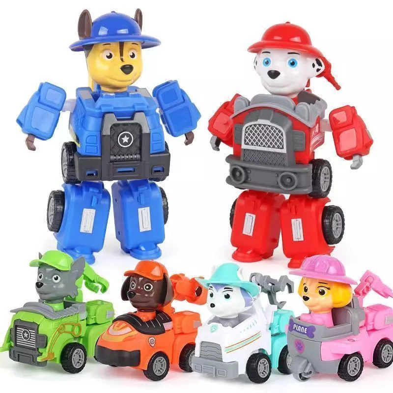 หุ่นยนต์รถทีม paw patrol ของเล่นเสริมการศึกษา สําหรับเด็ก การเปลี่ยนรูป รถของเล่น
