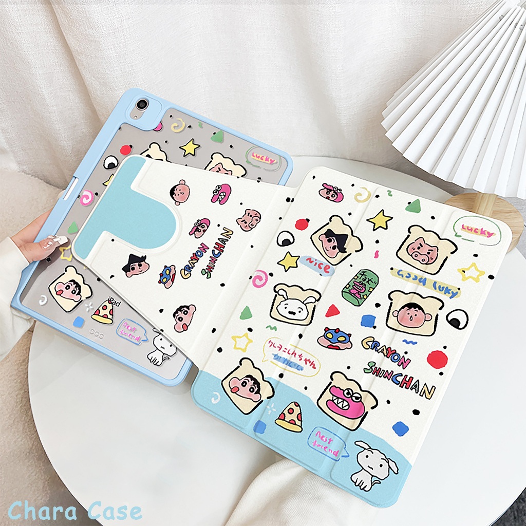 พร้อมส่ง เคสiPadหมุน 360° Gen10 Pro11 2024 Air6 ที่ใส่ปากกา เครยอนชินจัง เคสไอแพด Air5 MINI7 Gen9