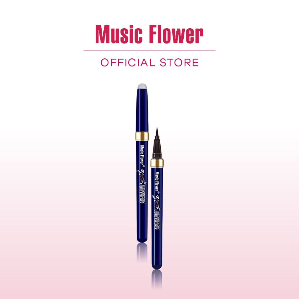 [Music Flower] 3 Seconds อายไลเนอร์ เส้นคมบาง 0.1 มิลลิเมตร หัวฟองน้า แห้งไวภายใน 3 วินาทีกันน้ำกันเหงื่อ 24 ชม.
