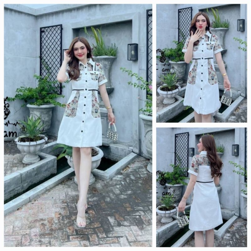 592 มีS,M,L,XL,2xl,4xl[อกวัดดึงสุด]ยาว37"เดรสสั้นทอหมีพื้นลูกฟูก