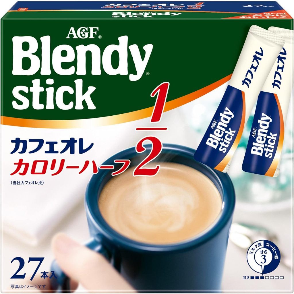 【Direct delivery from Japan】AGF Blendy Stick Cafe au lait [Stick coffee] 27 pieces (×1) /Cafe au lait Calorie half / Cafe au lait, bittersweet for adults / Espresso au lait with slight sugar【Japan Quality】