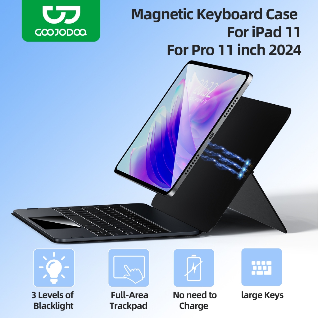 GOOJODOQ Protective Case and Keyboard Adjustable Angle Multifunctional Backlit Keyboard Waterproof and Stain Proof
