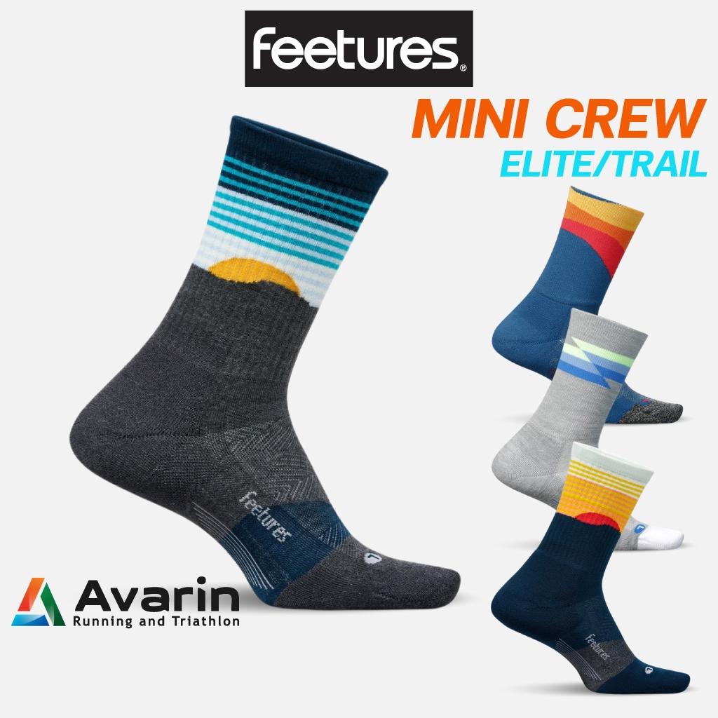Feetures Elite/Trail Mini Crew ถุงเท้าวิ่งมาราธอน ขายดีอันดับหนึ่งในอเมริกา กระชับ ระบายอากาศดีสุด (รับประกัน 1 ปี)