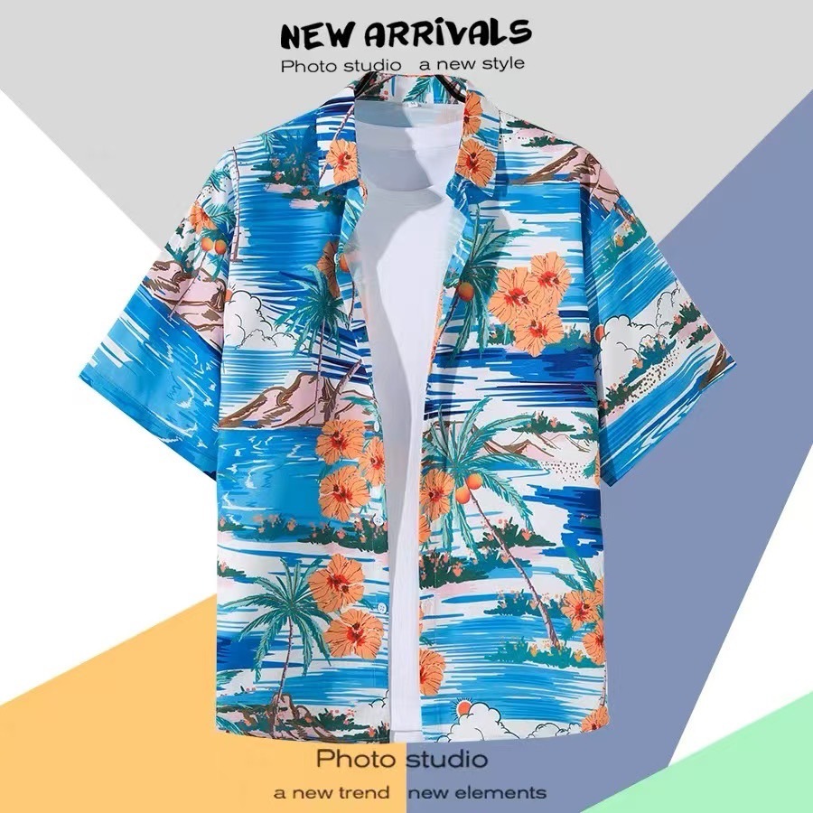 SGH0239 เสื้อเชิ้ตฮาวาย เสื้อลายดอก เสื้อเชิ้ตสงกรานต์ ผู้หญิงผู้ชายใส่ได้หมด เนื้อผ้าดี - รูปที่ 7