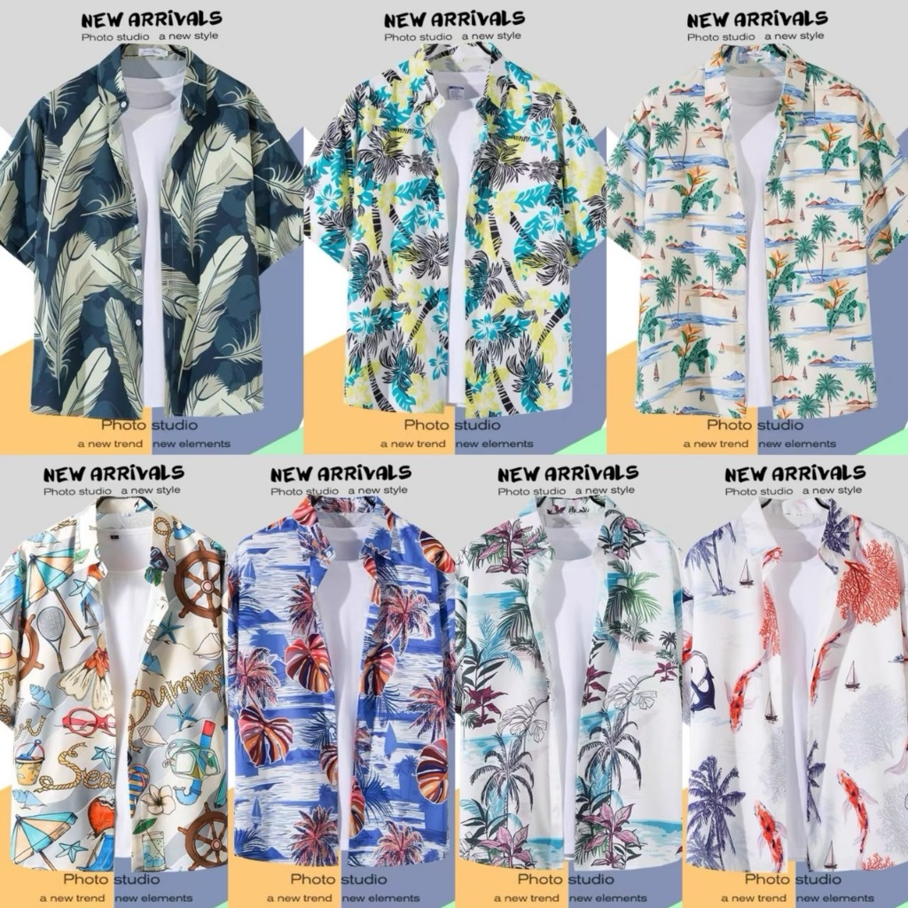 SGH0239 เสื้อเชิ้ตฮาวาย ลายดอก เสื้อเชิ้ตสงกรานต์ ผู้หญิง-ผู้ชายใส่ได้หมด เนื้อผ้าดี
