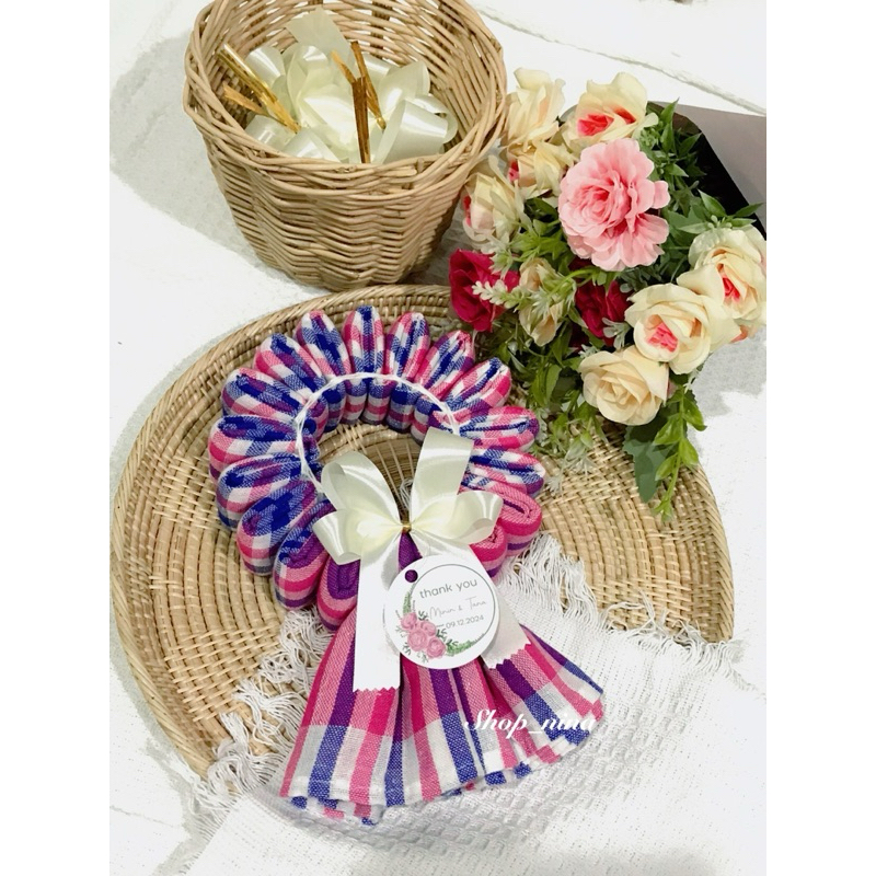 ผ้าขาวม้าแบบพวงมาลัย10ชิ้นแถม1และแถมการ์ด🌼แจ้งช่องหมายเหตุ🌼