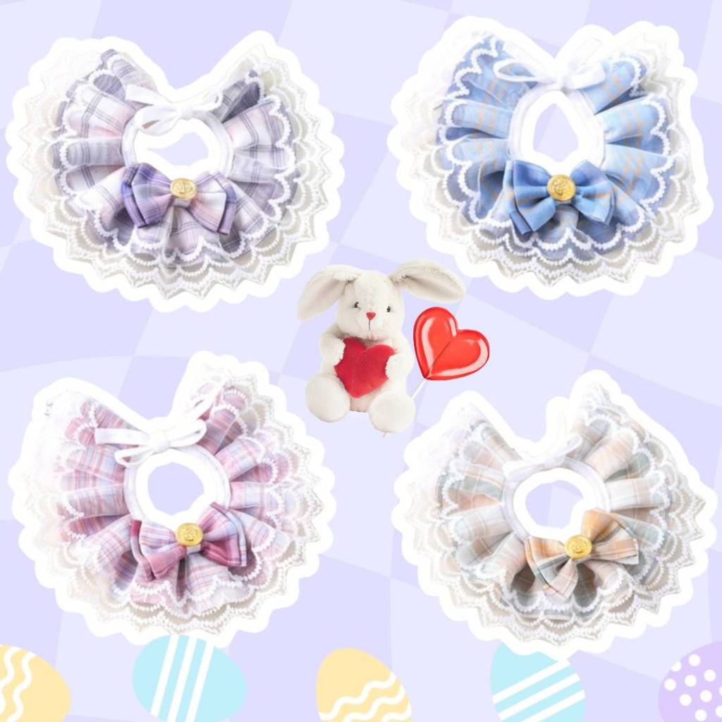 (A14)(พร้อมส่ง!) ปลอกคอลูกไม้ ลายสก๊อต หลากสี สไตล์คุณหนู น่ารักสุดๆ❤️