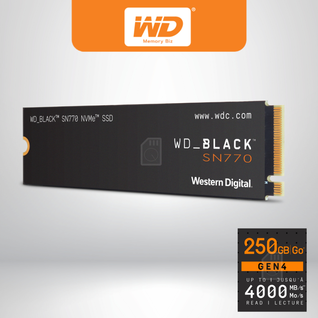 WD SSD (เอสเอสดี) WD BLACK SN770 - PCIe 4x4/NVMe M.2 2280  MemoryBiz รับประกัน 5 ปี