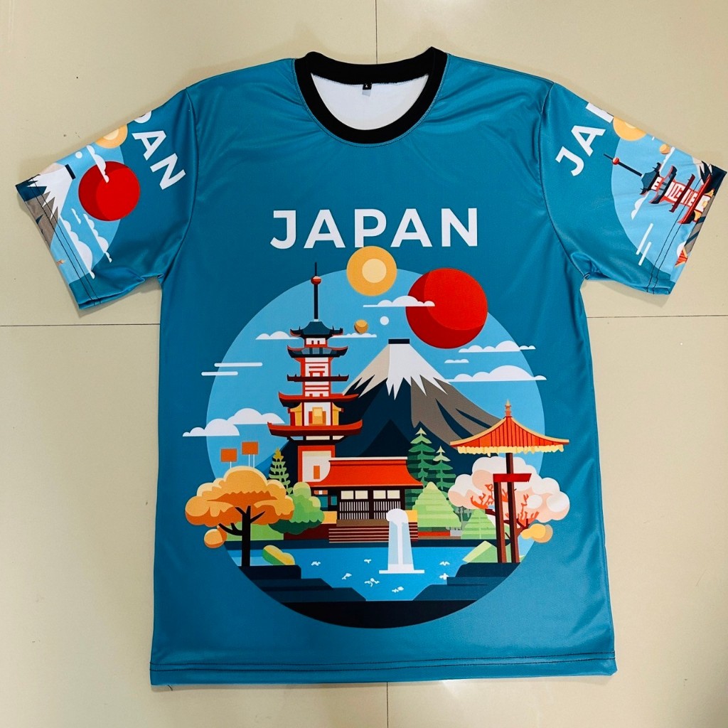 เสื้อยืดลาย JAPAN สีฟ้า สไตล์ญี่ปุ่นเป็นเอกลักษณ์