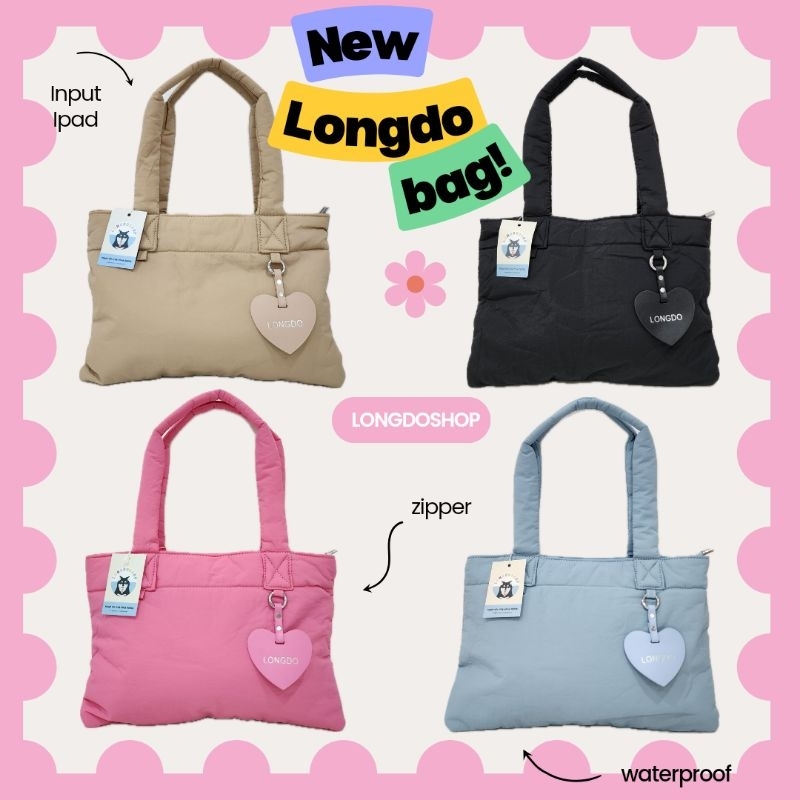 Longdo bag กระเป๋าสะพายงานตัดของร้าน แถมฟรีพวงกุญแจหนังรูปหัวใจ