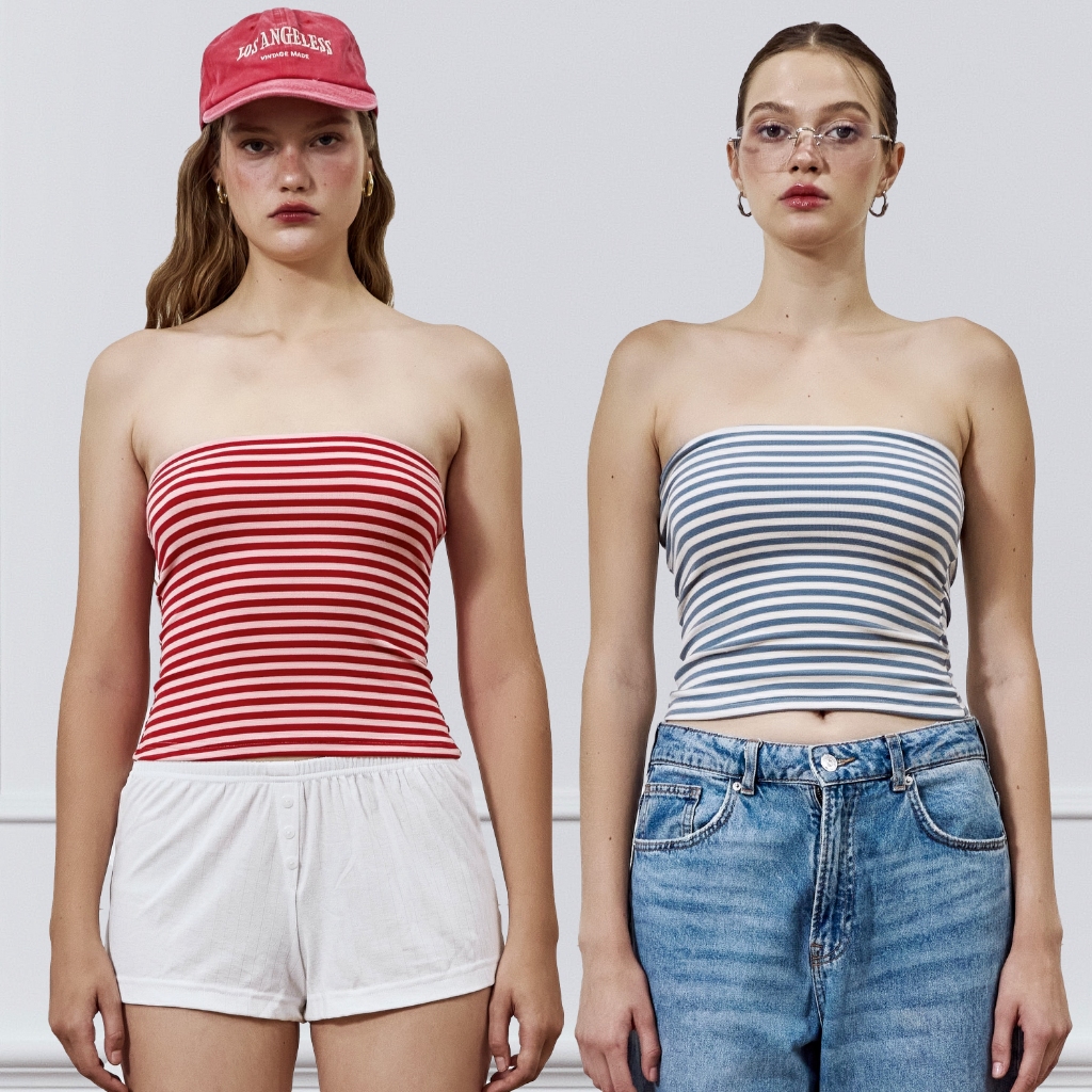 STRIPE TUBE TOP | STAYSLAY.BKK (เสื้อเกาะอกผ้าหนานุ่ม)