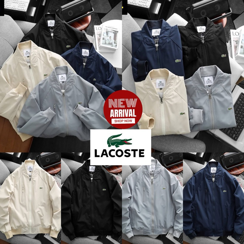 LACOSTE JACKET UNISEX 🩶🤎🖤เสื้อแขนยาว เสื้อแจ็คเก็ต ผ้าร่ม กันแดด กันหนาว