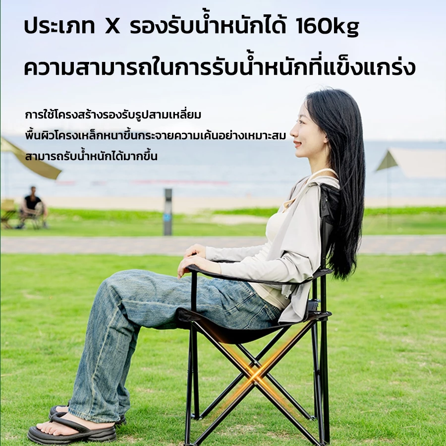 EOSM เก้าอี้สนาม เก้าอี้แคมป์ปิ้ง พับพกพา พับได้ รับน้ำหนักได้160KG Folding Camping Chair อุปกรณ์แค้มป์ปิ้ง thumbnail 4