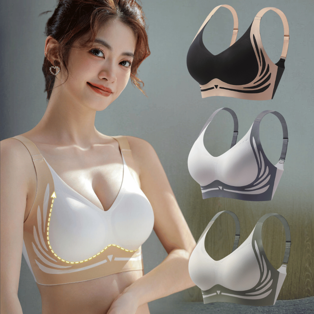 ชุดชั้นในสำหรับผู้หญิง B-129 บราไร้โครงไร้ขอบ เก็บเนื้อด้านข้างได้ดี เนื้อผ้านิ่มใส่สบาย เสริมฟองน้ำเย็บติด พร้อมส่ง
