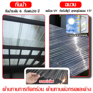 แผ่นหลังคา แผ่นหลังคาใสๆ โปร่งแสง กระเบื้องหลังคา แผ่นใส ลอนคู่ ลอนเล็ก อย่างหนา ยาว 1.5/1.7/2 mm