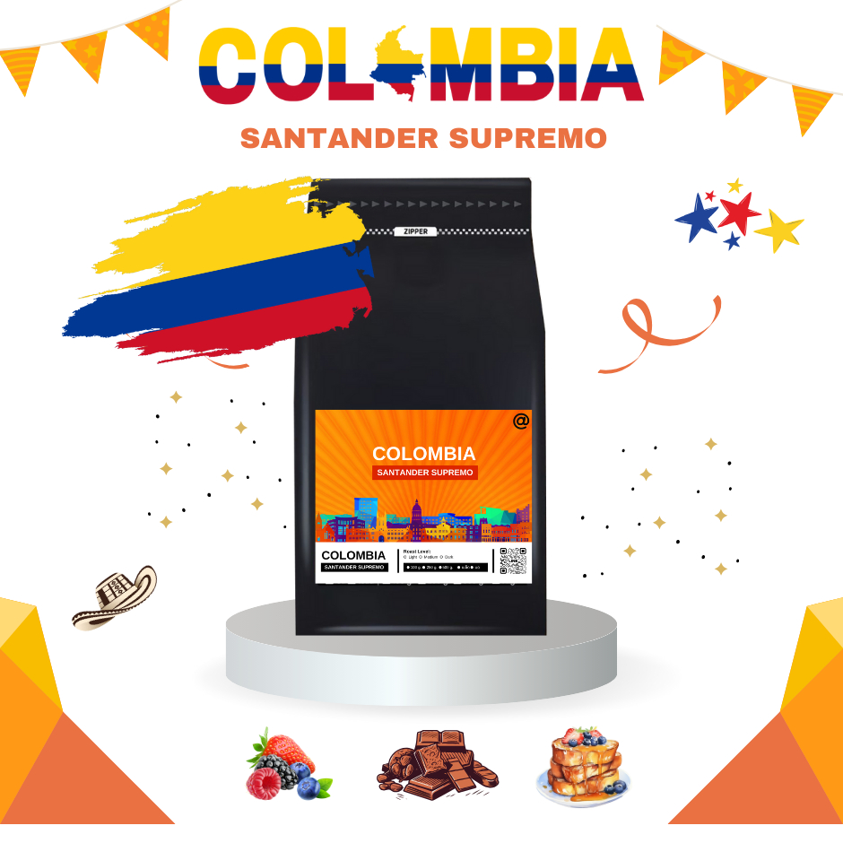 เมล็ดกาแฟคั่วโคลัมเบีย  ซานตานเดร์  สุพรีโม่ 𝐂𝐨𝐥𝐨𝐦𝐛𝐢𝐚 𝐒𝐚𝐧𝐭𝐚𝐧𝐝𝐞𝐫 𝐒𝐮𝐩𝐫𝐞𝐦𝐨