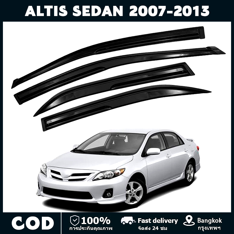 กันสาด ALTIS 2007-2013 อัลติส ทรง MUGEN พร้อมกาว 4ชิ้น กันสาดประตู สีดำ กันสาดประตู คิ้วกันสาดประตู คิ้วกันสาด TOYOTA